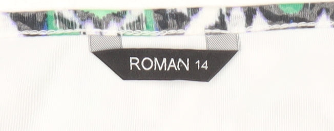 Roman Women’s Multicoloured Size 14 V-Neck Tunic Blouse