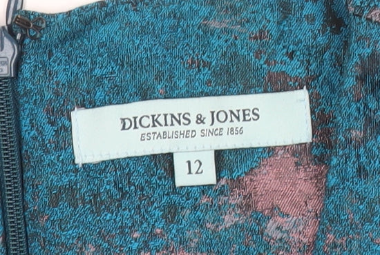 Dickins & Jones Women’s Blue Pink Jacquard Sheath Dress Size 12