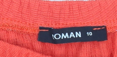 Roman Women’s Orange Off Shoulder Ruffle Blouse Size 10