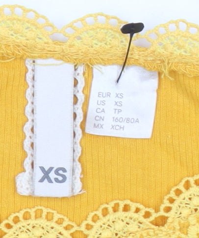 H&M Divided Women’s Yellow Lace Floral Cropped Blouse XS