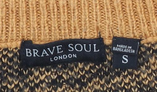 Brave Soul Womens Brown Zebra V-Neck Jumper Size S