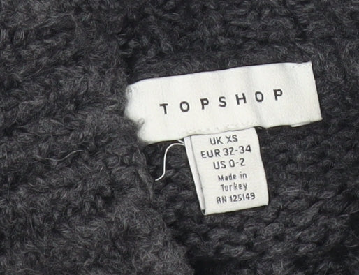 Topshop Women’s Grey XS Mock Neck Knit Pullover Jumper