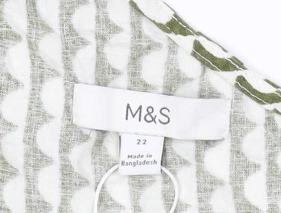 Marks & Spencer Women Green Linen Viscose One Shoulder Blouse Size 22