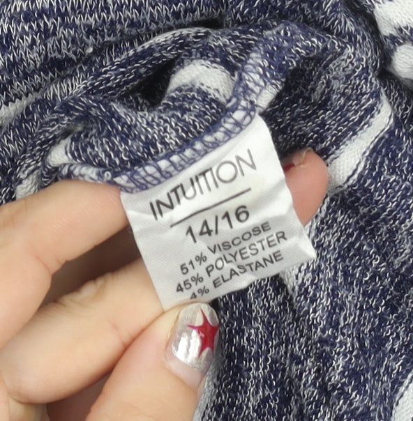 Intuition Women’s Blue Striped Pullover Jumper Size 14/16 3/4 Sleeve