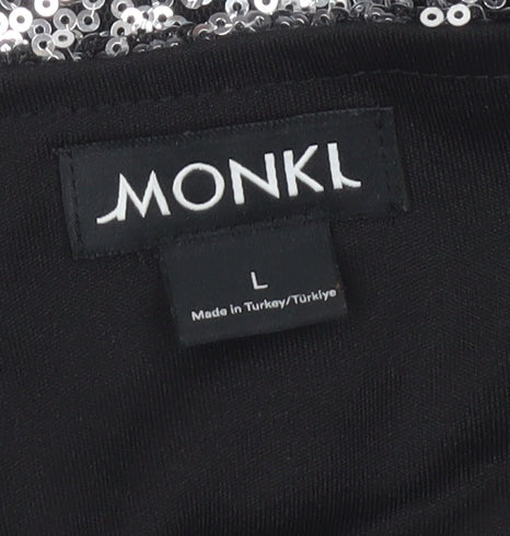 Monki Women’s Silver Sequin Camisole Tank Top Size L Party Clubwear