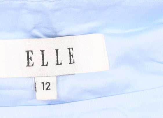 Elle Women’s Blue Cotton Bow Back Balloon Sleeve Blouse Size 12