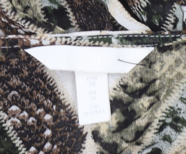 H&M Womens Multicoloured Animal Print Viscose Blouse UK 10