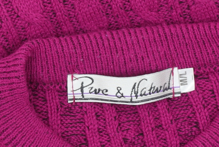 Pure & Natural Womens Purple Cable-Knit Jumper Size 2 M/L