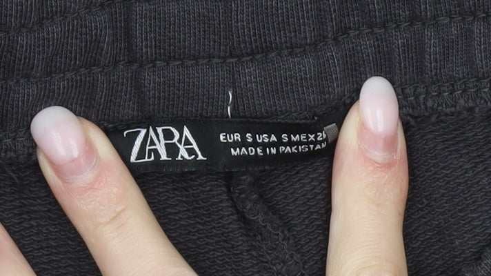 Zara Women Black Cotton Relaxed Fit Straight Trousers Size S
