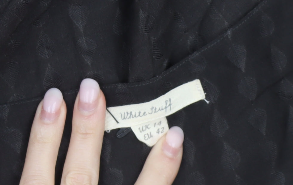 White Stuff Women’s Black Floral Shift Dress Size 14 Viscose