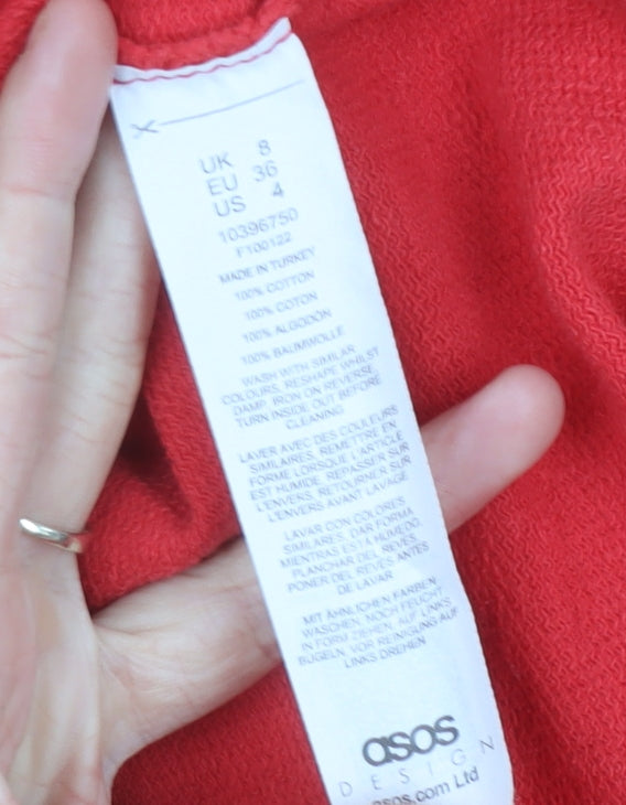 ASOS Womens Red Shift Balloon Sleeve Dress Size 8 Crew Neck