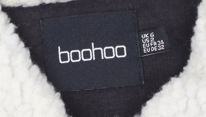 Boohoo Women’s Black Corduroy Faux Fur Collar Jacket Size 6