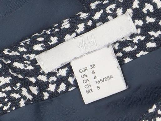 H&M Women’s Blue Geometric Bodycon Sleeveless Dress Size 10