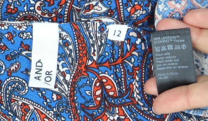 AND/OR Women’s Multicoloured Paisley Viscose Button-Up Blouse Size 12
