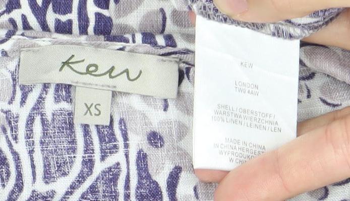Kew Womens XS Multicoloured Linen Floral Ruffle Sleeveless Blouse
