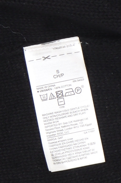 Gap Women’s Black Cotton Knit Open Cardigan Jumper Size S