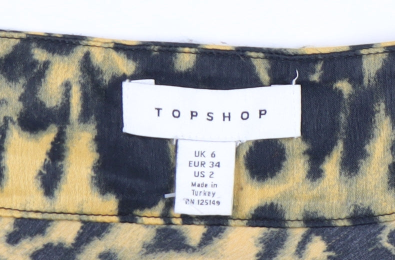 Topshop Women’s Multicoloured Leopard Print Mini Slip Dress UK 6