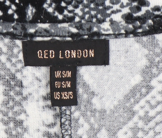 QED London Women’s Black Snake Print Tunic Zip Blouse S