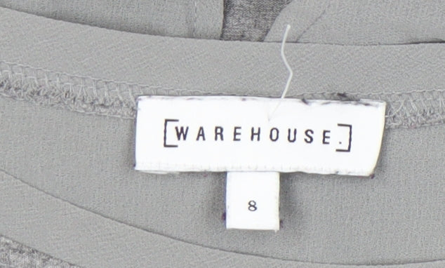Warehouse Womens Grey Size 8 Tunic Blouse Long Sleeve Work Casual