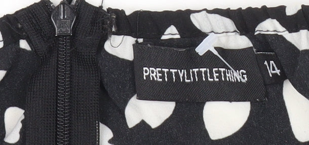PRETTYLITTLETHING Women’s Black Size 14 Bodycon Mini Dress Ruched