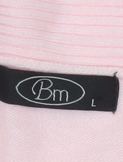Bonmarché Womens Pink V-Neck Cable Knit Acrylic Pullover Jumper L
