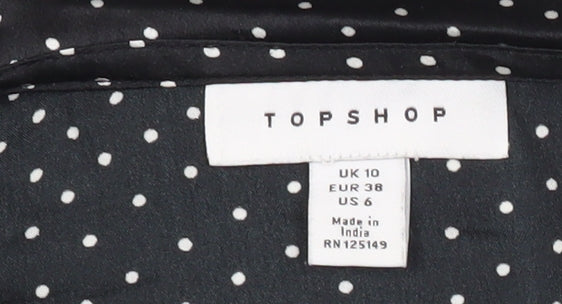 Topshop Women’s Black Polka Dot Blouse UK 10 Long Sleeve