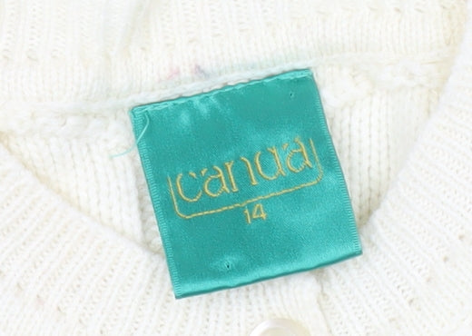 Canda Women’s Ivory Henley Jumper Size 14 Wool Blend Knit