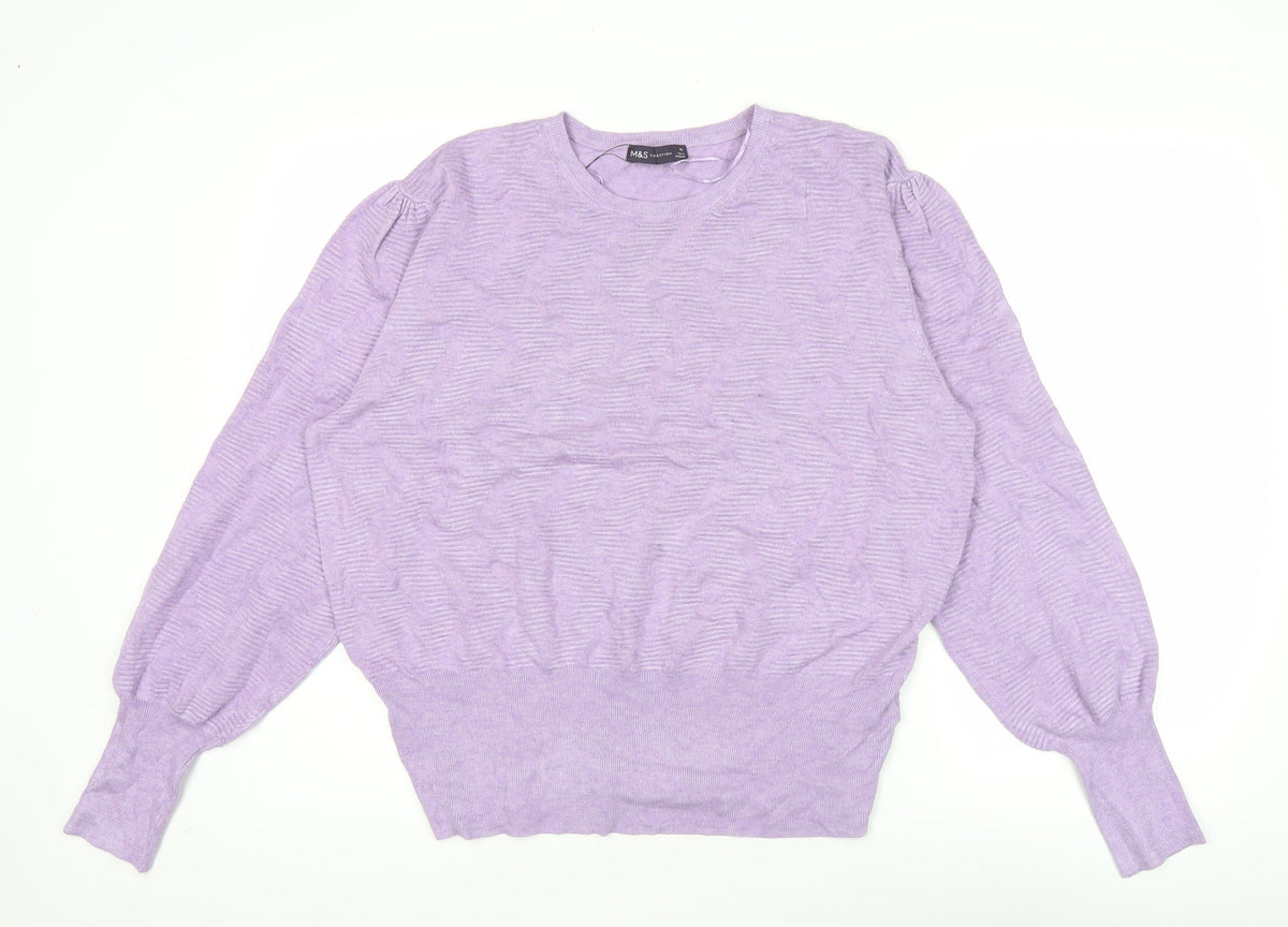 Marks & Spencer Women’s Purple Puff Sleeve Knit Jumper XL
