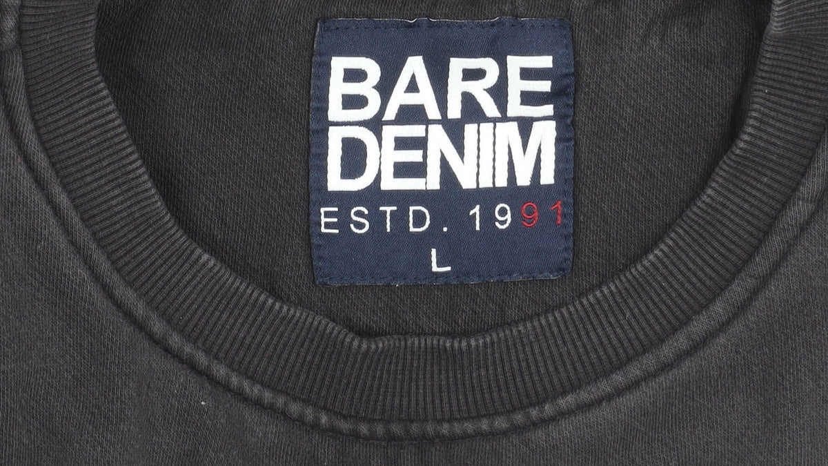 Bare Denim Men's Black L Sweatshirt Pullover Crew Neck Cotton