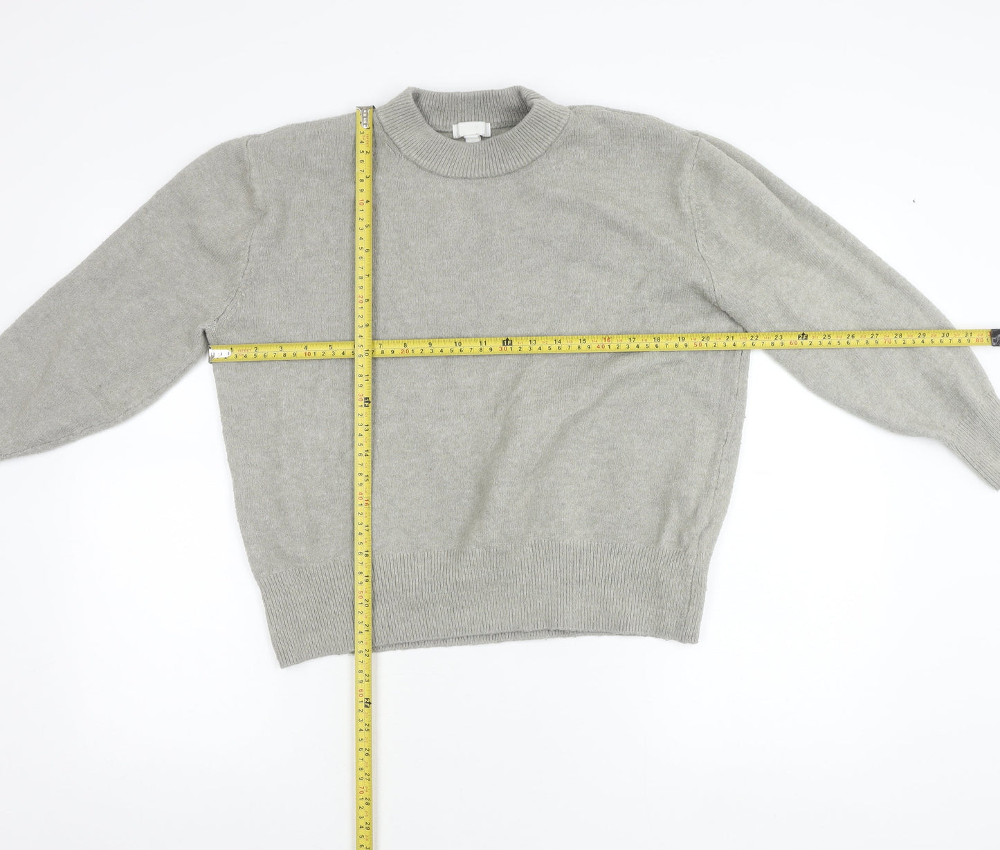 H&M Women’s Grey Mock Neck Pullover Jumper Size M Long Sleeve