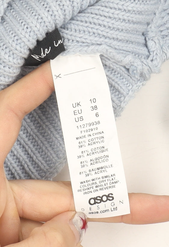 ASOS Women Blue Size 10 Shrug Jumper Roll Neck Long Sleeve Knit