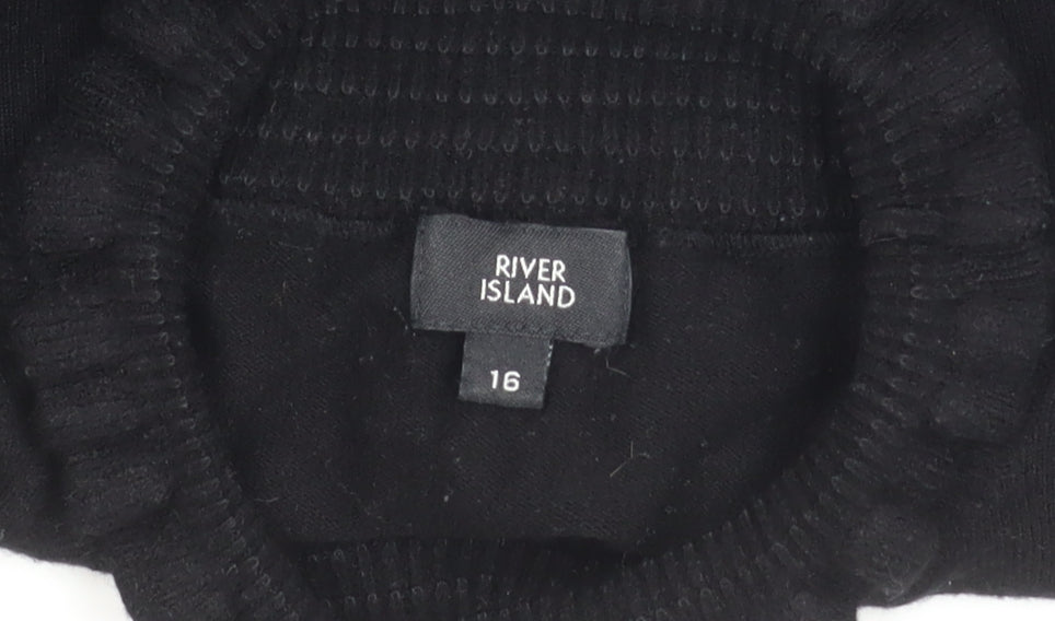 River Island Womens Black Size 16 Mock Neck Pullover Jumper