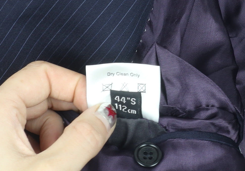 Samuel Slater Men's Dark Purple Wool Pinstripe Blazer Jacket Size 44