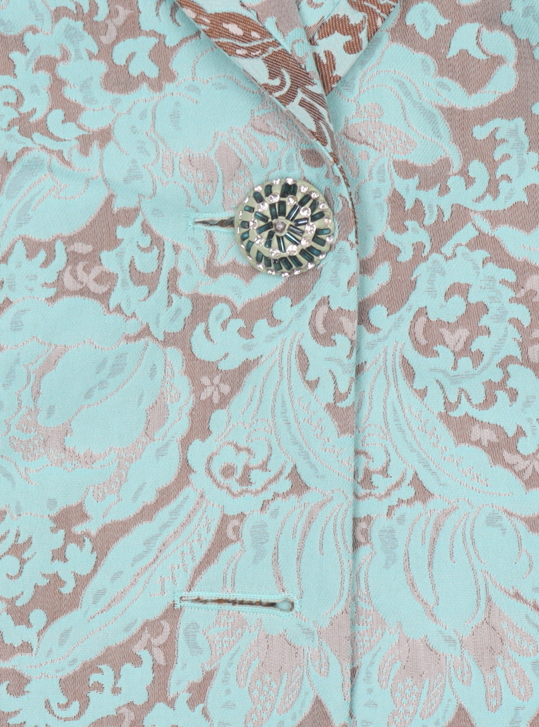 Frank Walder Women’s Green Floral Jacquard Blazer Size 16