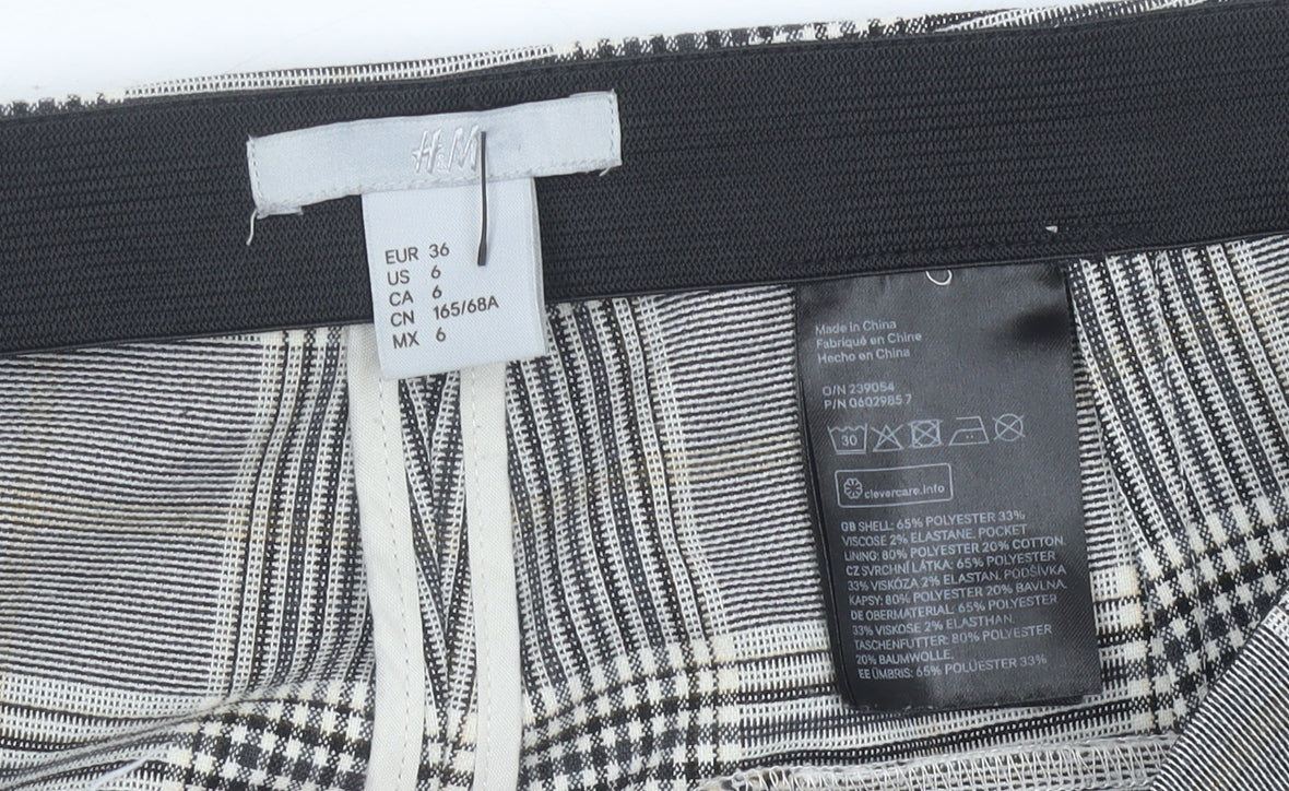 H&M Womens Grey Check Slim Chino Trousers Size 8 Workwear