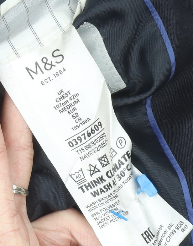 Marks & Spencer Men's Blue 42R Regular Fit Suit Jacket Blazer