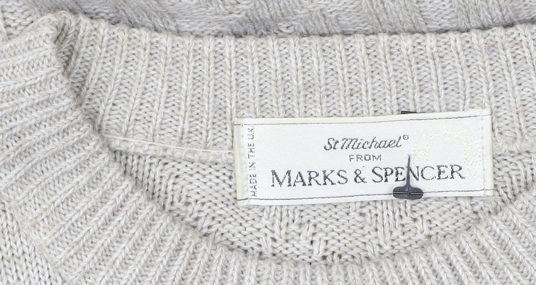 Marks & Spencer Men’s Beige Cable-Knit Acrylic Jumper L
