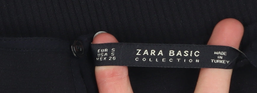 Zara Women’s Black White Colourblock Cotton Blouse Tunic Top Size S