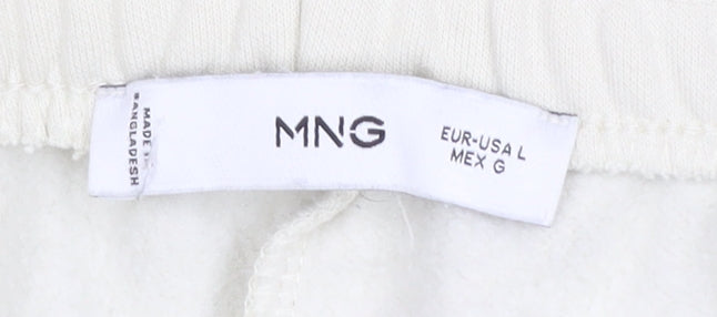 Mango Women Ivory Sweatpants L Cotton Blend Elastic Waist