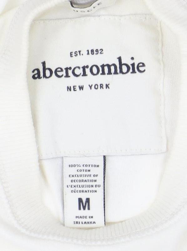 Abercrombie & Fitch Boys White Pullover Sweatshirt M Crew Neck Long Sleeve Logo
