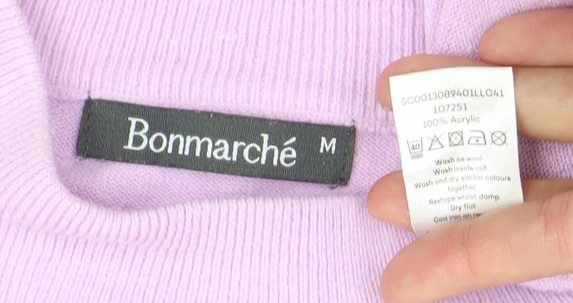 Bonmarché Womens Purple Mock Neck Acrylic Pullover Jumper Size M
