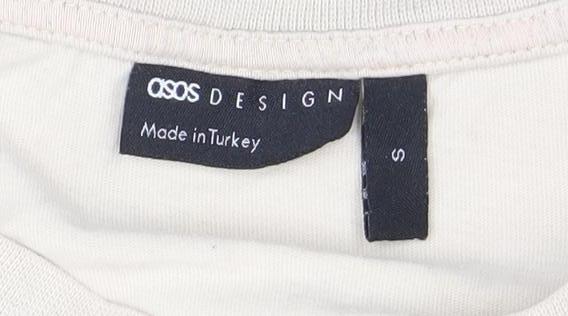 ASOS Design Men’s Beige Crew Neck Short Sleeve Cotton T-Shirt Size S