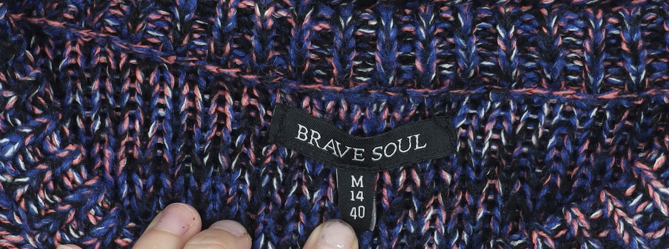 Brave Soul Womens Multicoloured Chunky Knit Jumper Size 14