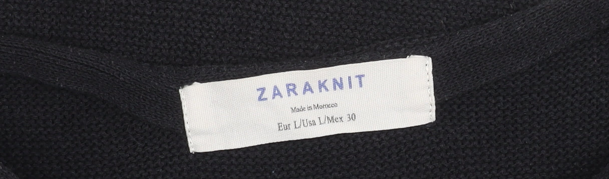 Zara Women Black Striped Boat Neck Knit Jumper Size L