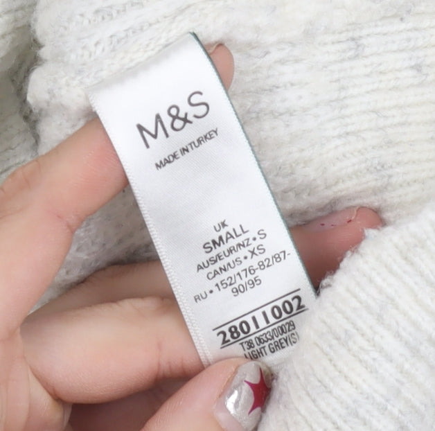 Marks & Spencer Women Grey Roll Neck Sleeveless Knit Jumper Vest S