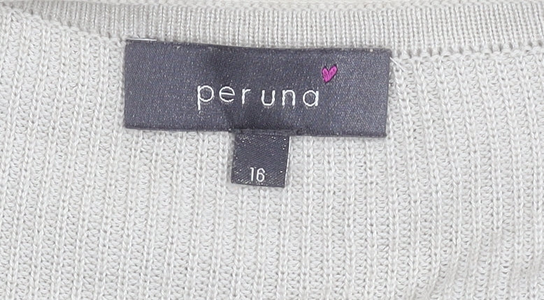 Marks & Spencer Per Una Women’s Beige Cardigan Size 16 Open Knit