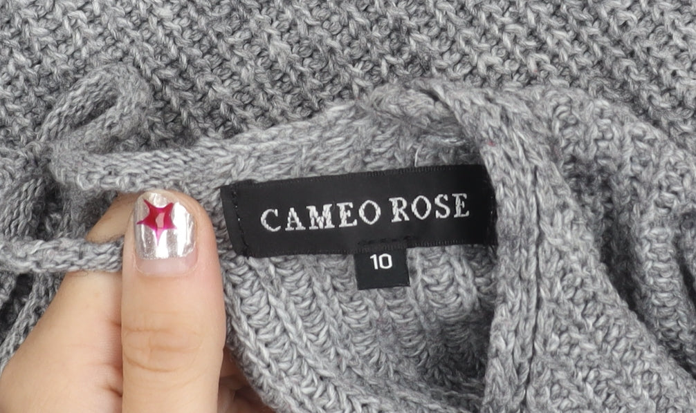 Cameo Rose Women’s Grey V-Neck Chunky Knit Pullover Jumper Size 10