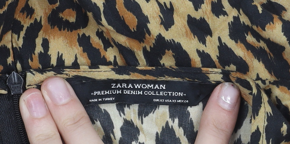 Zara Woman Leopard Print Fit & Flare Dress XS Scoop Neck
