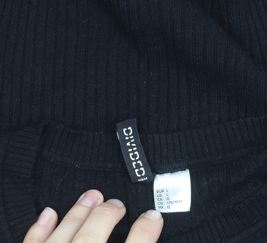 H&M Divided Womens Black Size 12 Slim Fit Knit Long Sleeve Jumper