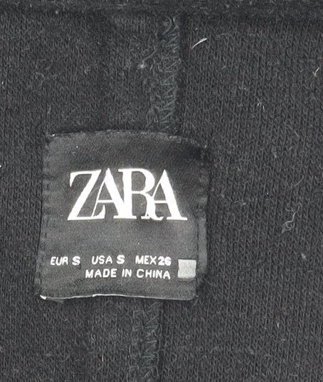 Zara Women Black Coatigan Size S Mid-Length Knit Jacket